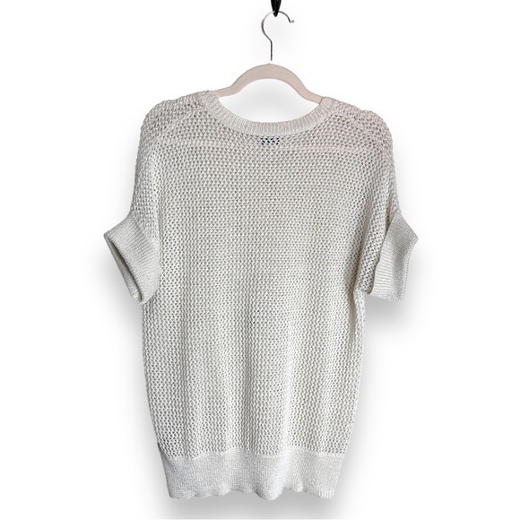 APT.9 open knit s/s top open weave women's XL Summer beach knit crew neck white - Picture 4 of 4